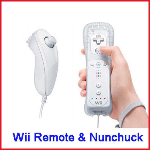 Brand New Nintendo Wii Wireless Remote Controller + Nunchuck + Skins