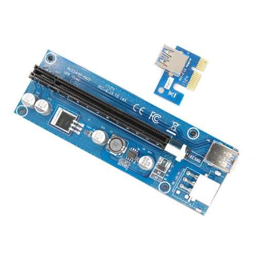 6 PACK v006c PCIe PCI-E PCI Express Powered Riser Adapter Card, BONUS FREE Power Switch