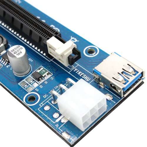 6 PACK v006c PCIe PCI-E PCI Express Powered Riser Adapter Card, BONUS FREE Power Switch