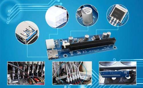 6 PACK v006c PCIe PCI-E PCI Express Powered Riser Adapter Card, BONUS FREE Power Switch