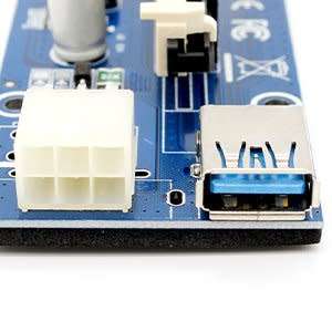 6 PACK v006c PCIe PCI-E PCI Express Powered Riser Adapter Card, BONUS FREE Power Switch