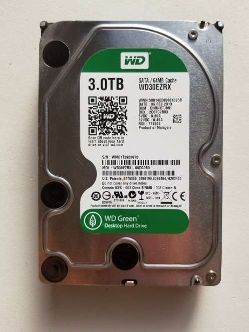 Western Digital Green WD30EZRX 3TB SATA 6Gb/s 64MB Cache 3.5" Internal Hard Drive