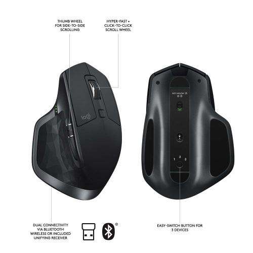 Logitech MX Master 2S Wireless Mouse + Hard Travel Case