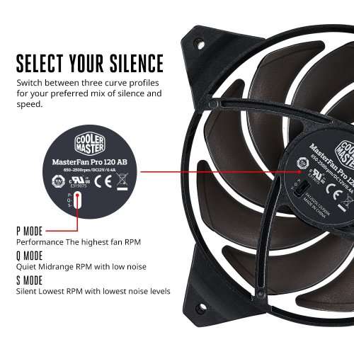 Cooler Master MasterFan Pro 120 Air Balance- 120mm Hybrid Black Case Fan, Computer Cases CPU Coolers