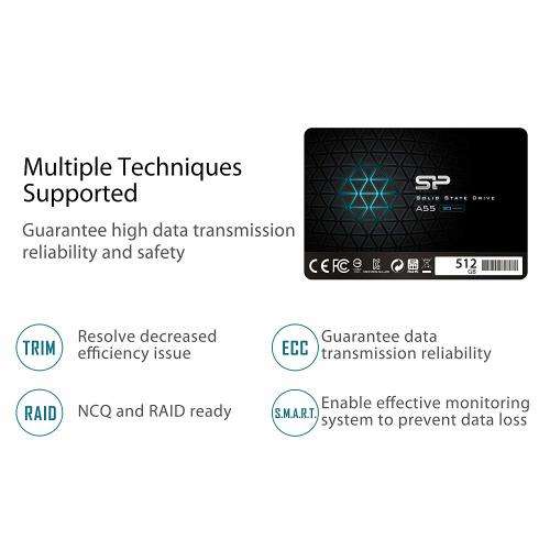 Silicon Power 512GB SSD 3D NAND A55 SLC Cache Performance Boost SATA III 2.5" 7mm