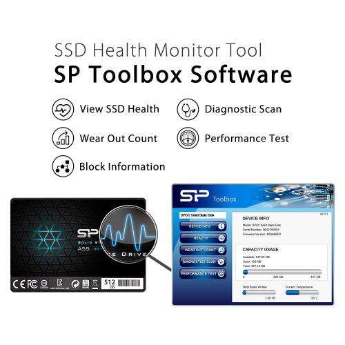 Silicon Power 512GB SSD 3D NAND A55 SLC Cache Performance Boost SATA III 2.5" 7mm