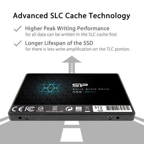 Silicon Power 512GB SSD 3D NAND A55 SLC Cache Performance Boost SATA III 2.5" 7mm