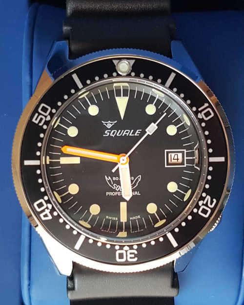 Brand New Squale 50 Atmos Dive Watch with Black Dial (Polished Case) #1521-026-A