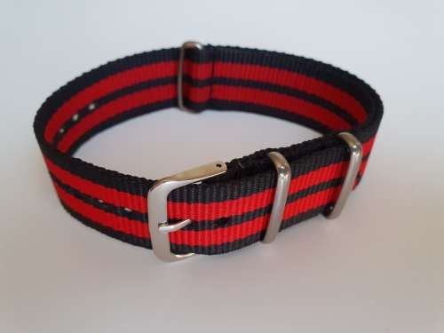 20mm Nato Watch Strap Black/Red