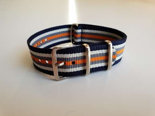 20mm Nato Watch Strap Navy/White/Grey/Orange