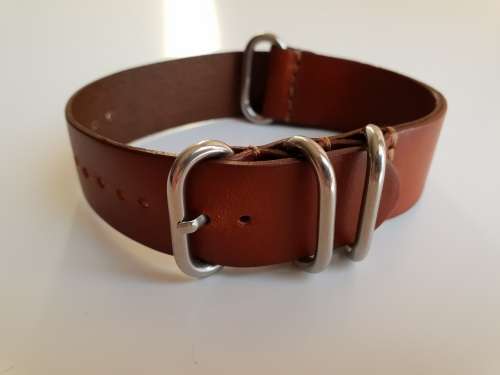22mm PU Leather Nato Watch Strap Brown