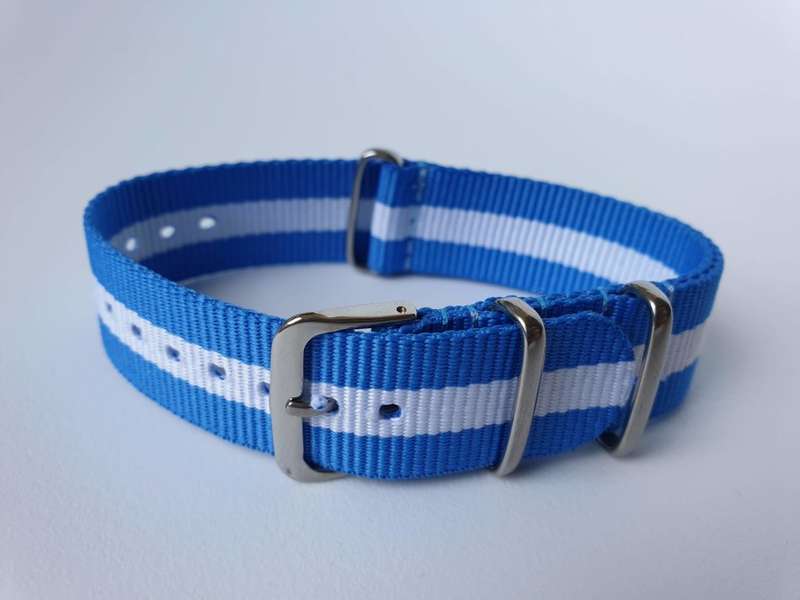 22mm Nato Watch Strap Light Blue/White