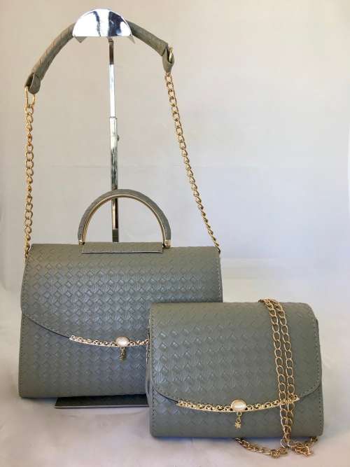 Elegant Mac Croc Designer 2 piece Ladies HandBag in Grey- Timeless and Stylish