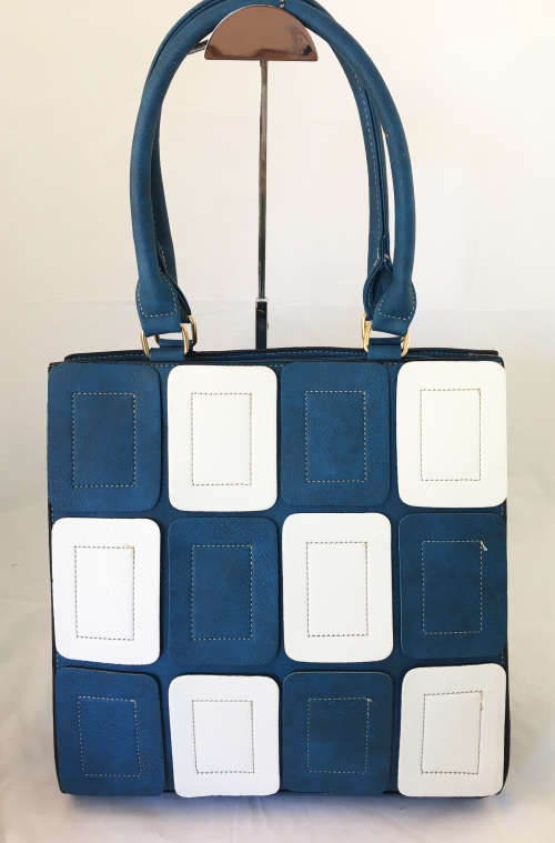 **Only One!** Designer Ladies HandBag in Teal & White,Quality PU Leather - Great for work and Play!