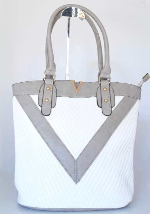 **Gorgeous** Designer Ladies HandBag in White and Grey,Quality PU Leather - Great for work and Play!