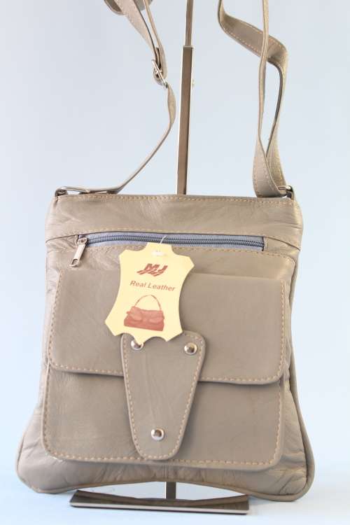 **NEW**Unisex 100% GENUINE LEATHER SHOULDER BAG IN GREY.Handcrafted Masterpiece!