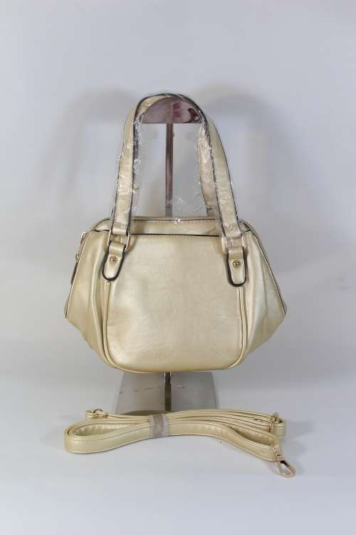 Trendy Gold 2 compartment PU Leather  bag- Great everyday Bag