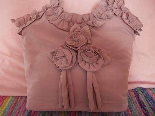 Latest colorful soft fabric handbag, with stunning rose detail in a PINK. Simply Gorgeous!!