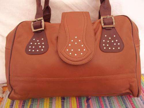 LADIES GENUINE LEATHER HAND BAG IN  A BROWN WITH DIAMANTE . SIMPLY GORGEOUS!!