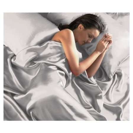 Luxury Charmeuse(French) satin sheets in SILVER .Brings the comfort of Lingerie to your bed