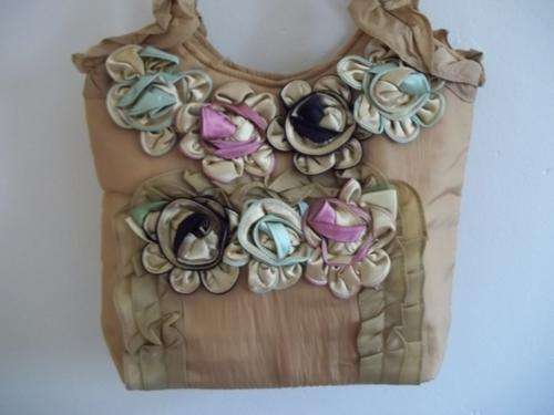 Latest colorful soft fabric handbag, with stunning rose detail. Simply Gorgeous!!