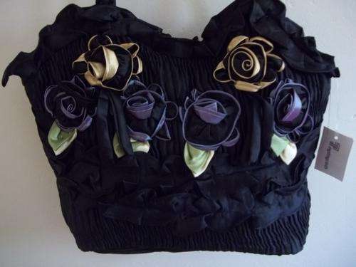 Latest colorful soft fabric handbag, with stunning rose detail. Simply Gorgeous!!