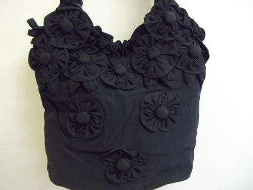 Latest colorful soft fabric handbag, with stunning rose detail. Simply Gorgeous!!