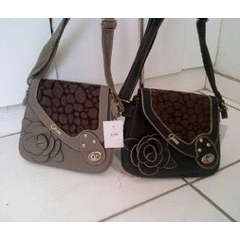 Very Cute sling bag with faux leather-  GREY, Great Buy!