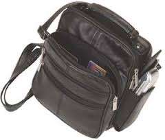 **UNISEX GENUINE LEATHER SHOULDER BAG IN BLACK- enough room for all your essentials!