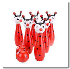 Colourful LADY BUG wooden bowling set- very Cute, baby will love it!