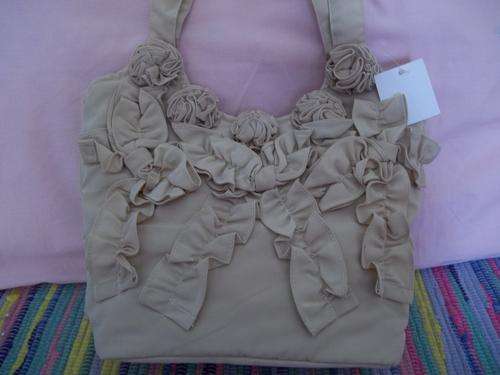 Latest colorful soft fabric handbag, with stunning rose detail. Simply Gorgeous!!