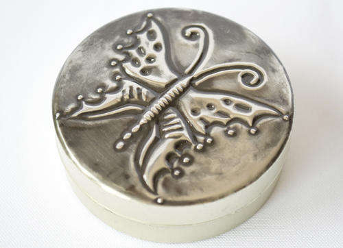 Pill Tin with Pewter Art Butterfly
