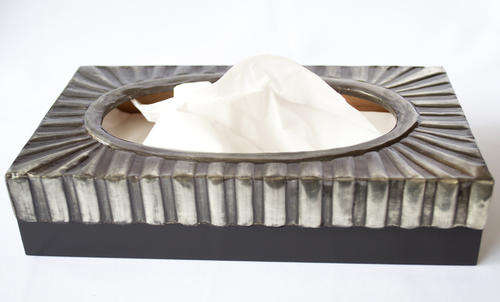 Small Tissue Box with Pewter Finish