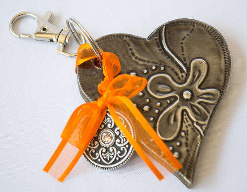 Heart Keyring with Pewter Art