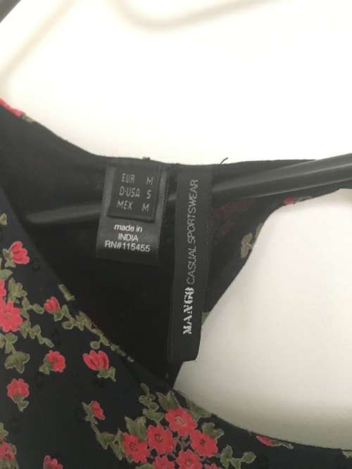 Mango Dress - black and red floral - size 10
