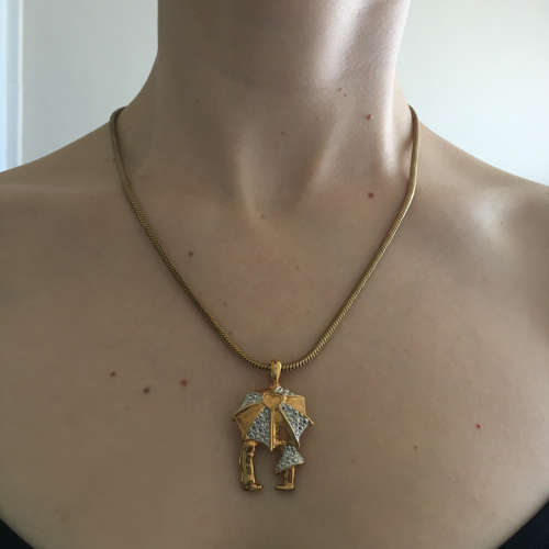 Cute Kissing Under the Umbrella Pendant on a chain