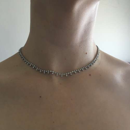 Silver Swarovski crystal choker and hairclip