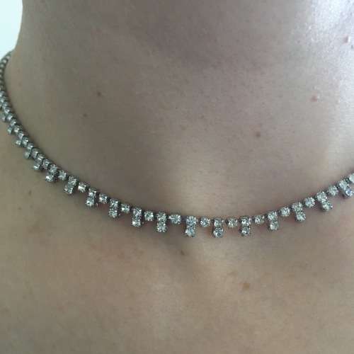 Silver Swarovski crystal choker and hairclip