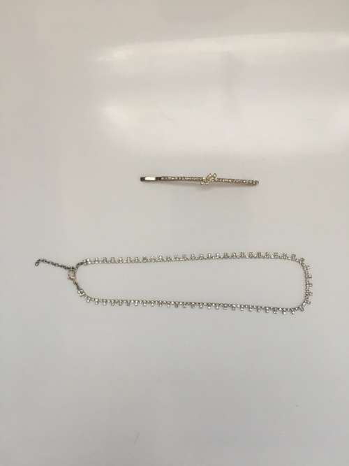 Silver Swarovski crystal choker and hairclip