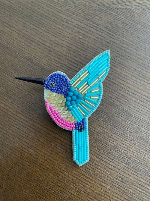 Beaded bird hair clip