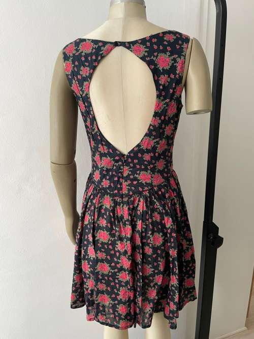 Mango Dress - black and red floral - size 10