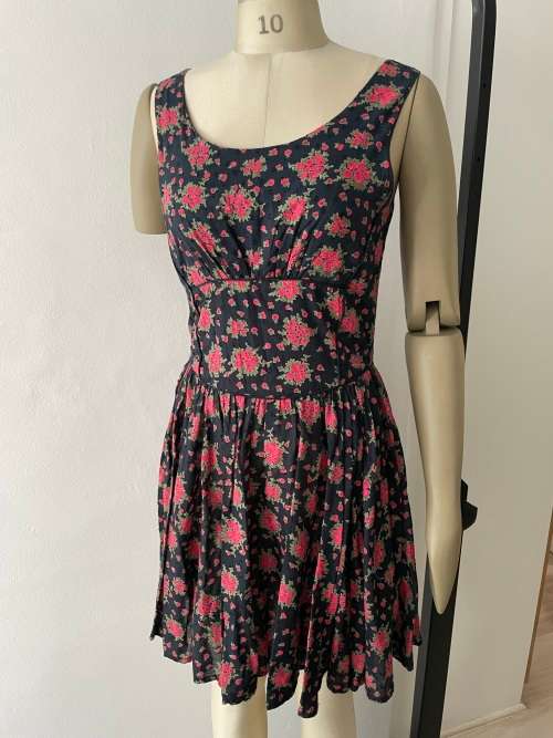 Mango Dress - black and red floral - size 10