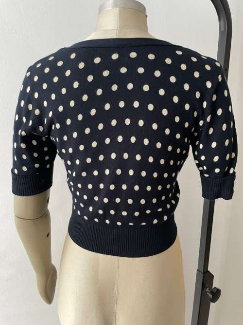 Knitted crop cardigan - polka dot - size S