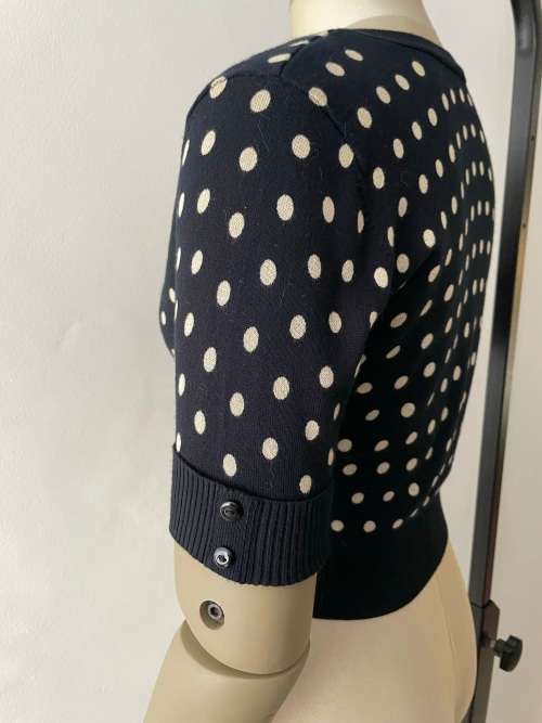 Knitted crop cardigan - polka dot - size S