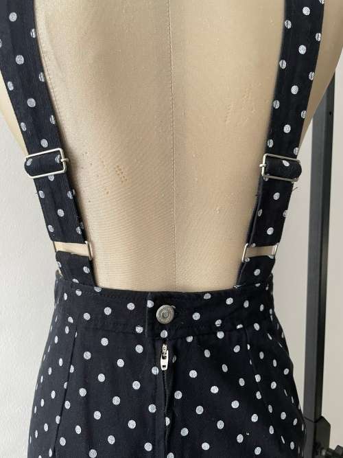 Gorgeous Topshop Moto Dungarees - Black & White polka dot - size 8