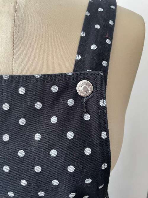 Gorgeous Topshop Moto Dungarees - Black & White polka dot - size 8