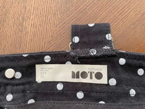 Gorgeous Topshop Moto Dungarees - Black & White polka dot - size 8