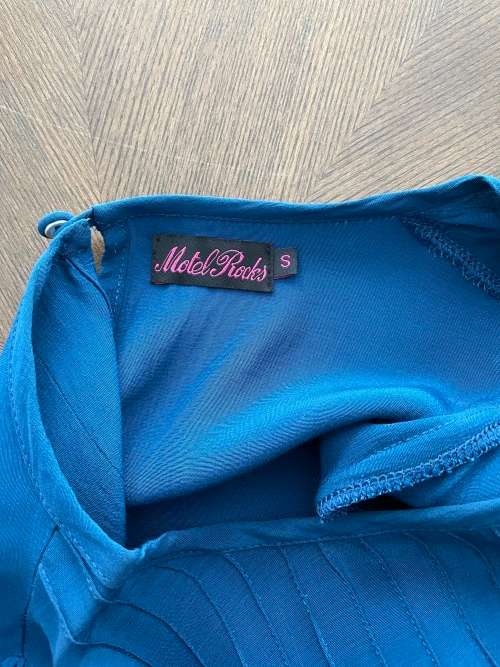 Motel Rocks pintuck blouse - petrol blue - size 10