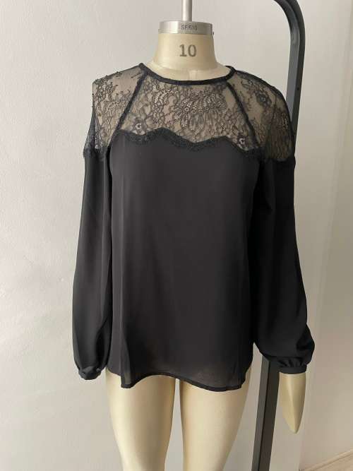 Lace inset blouse - Black - size 10