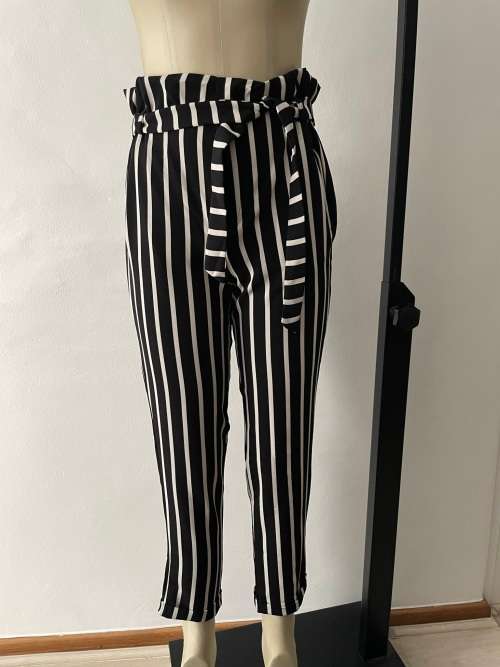 Black & White stripe high waisted pants - size M - fits size 8